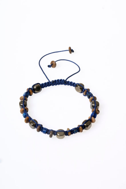Lapis Lazuli, Jasper, Hematit Doğal Taş Makrome Bileklik (SK:079)