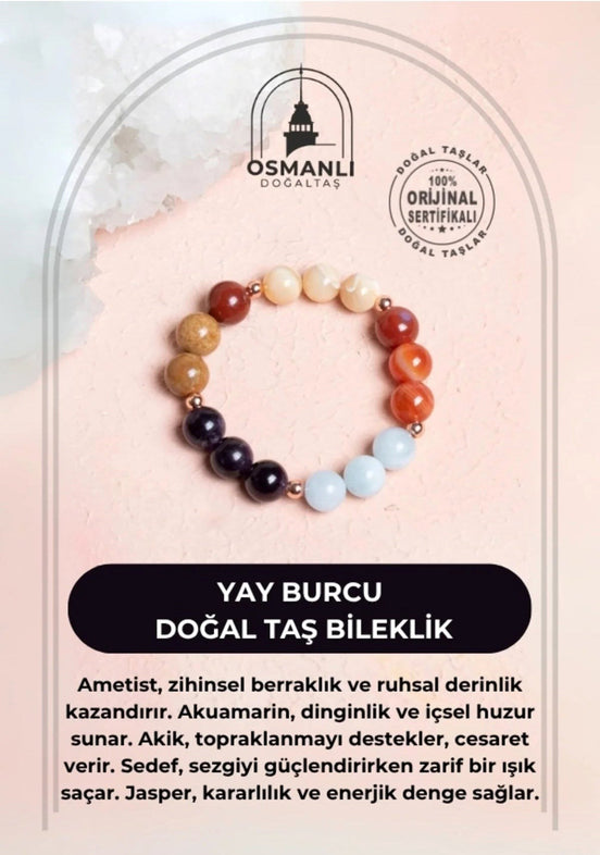 Burç Doğal Taş Bileklik /Yay Burcu