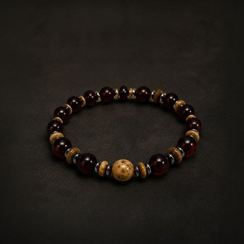 Kehribar Jasper Doğal Taş Bileklik 8 mm