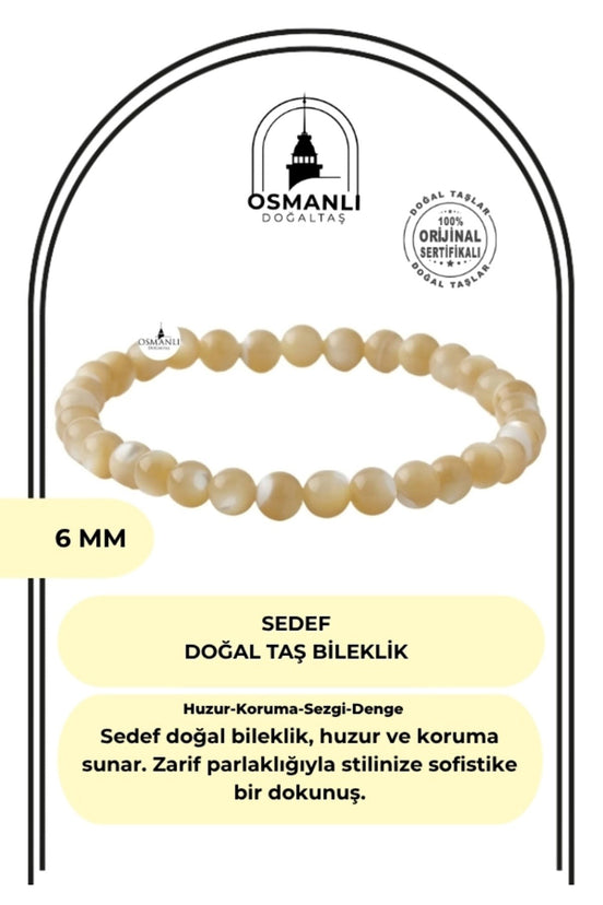 Sedef 6mm Doğal Taş Bileklik