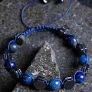 Lapis Lazuli, Hematit Doğal Taş Makrome Bileklik (SK:360)