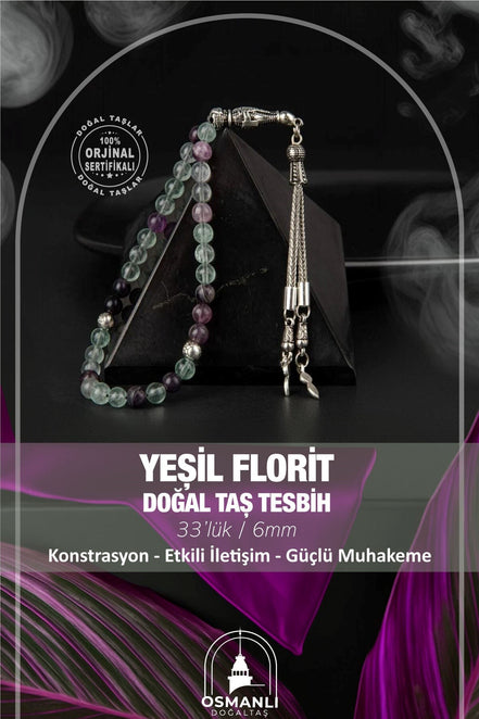 Yeşil Florit Doğal Taş Tesbih 33lük - 6mm