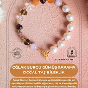 Oğlak Burcu Gümüş Kapama Doğal Taş Bileklik (SK:268)