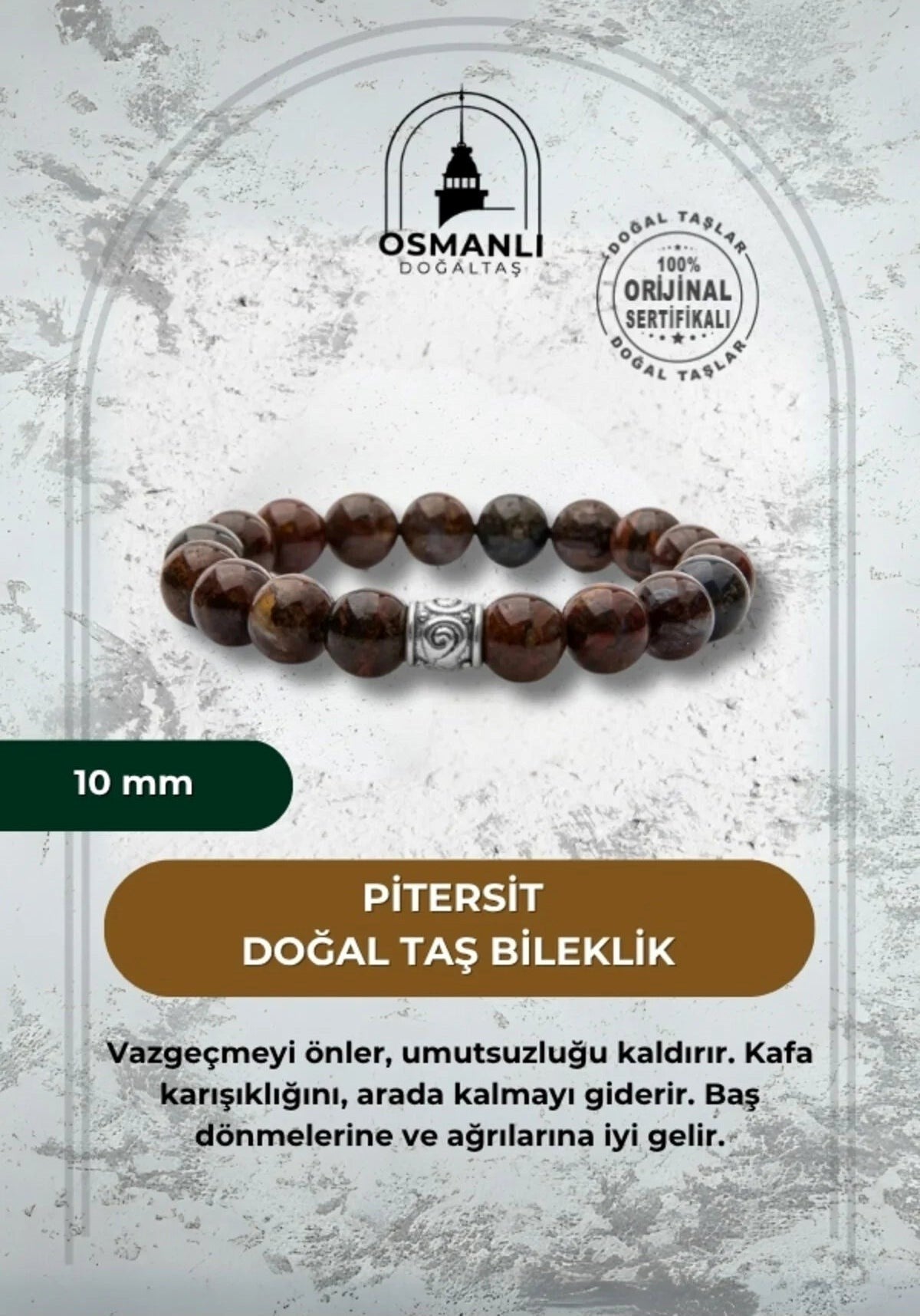 Pitersit 10mm Doğal Taş Bileklik