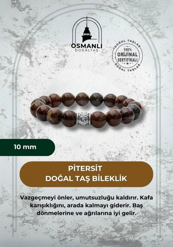 Pitersit 10mm Doğal Taş Bileklik