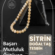 Sitrin Doğal Taş Tesbih 33lük - 8mm