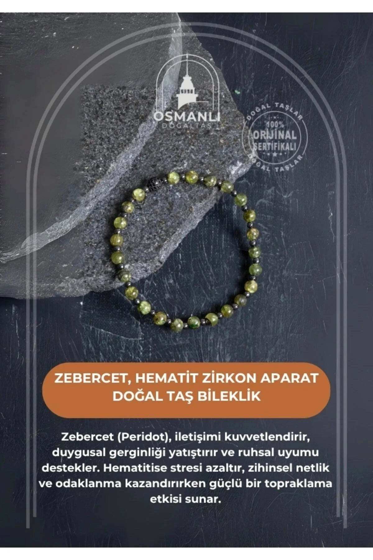 Zebercet, Hematit Zirkon Aparat Doğal Taş Bileklik
