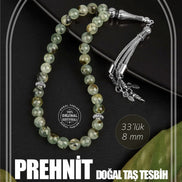 Prehnit Doğal Taş Tesbih 33lük - 8mm