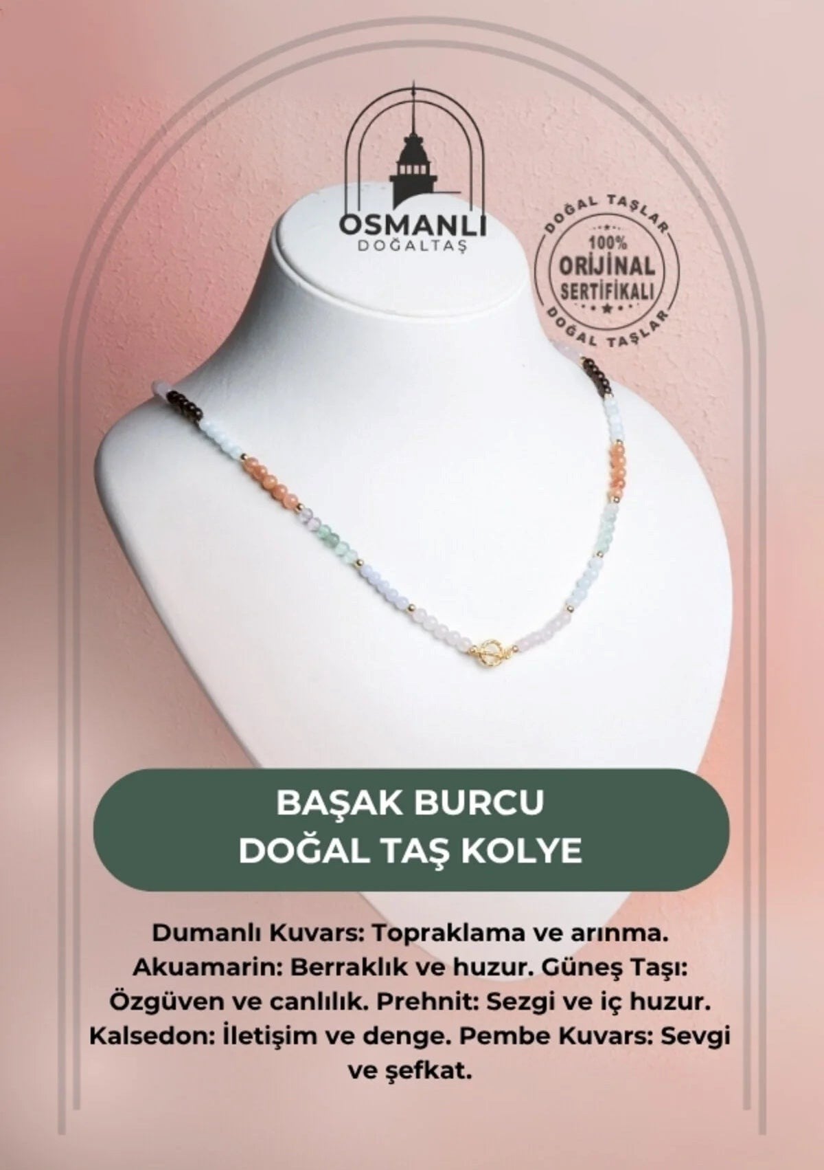 Başak Burcu Doğal Taş Kolye