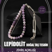 Lepidolit Doğal Taş Tesbih 33lük - 6mm