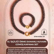 El İşçiliği Örme Dumanlı Kuvars Gümüş Kapama Set (SK:121)