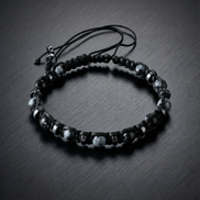 Karlı Obsidyen & Hematit – 6 mm – İpli Model Erkek Bilekliği