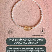 İnci, Sitrin Gümüş Kapama Doğal Taş Bileklik (SK:068)