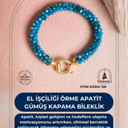 El İşçiliği Örme Apatit Gümüş Kapama Bileklik (SK:126)