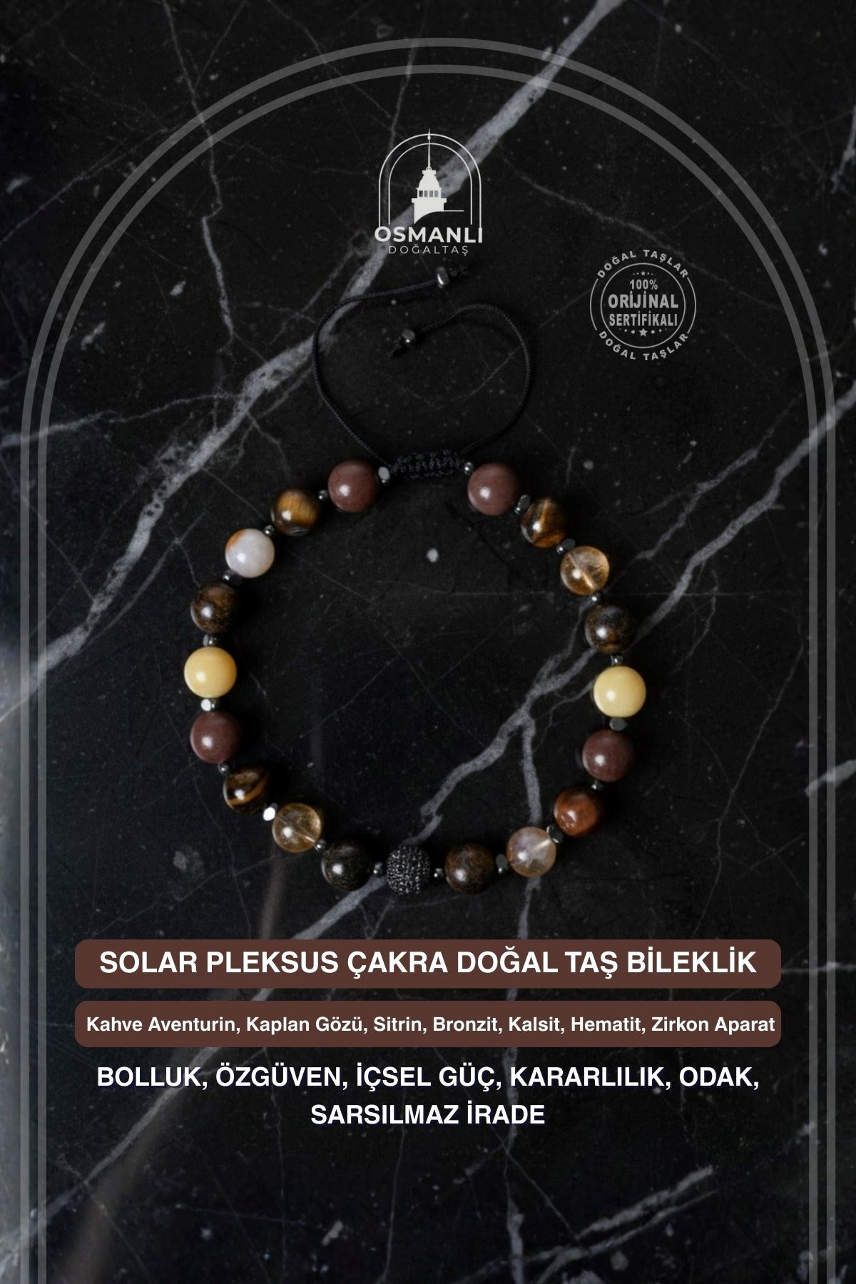 Solar Pleksus Çakra Doğal Taş Makrome Bileklik