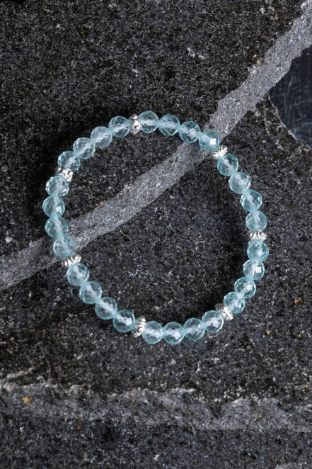 Topaz Gümüş Aparatlı Doğal Taş Bileklik- 6mm (SK:167)