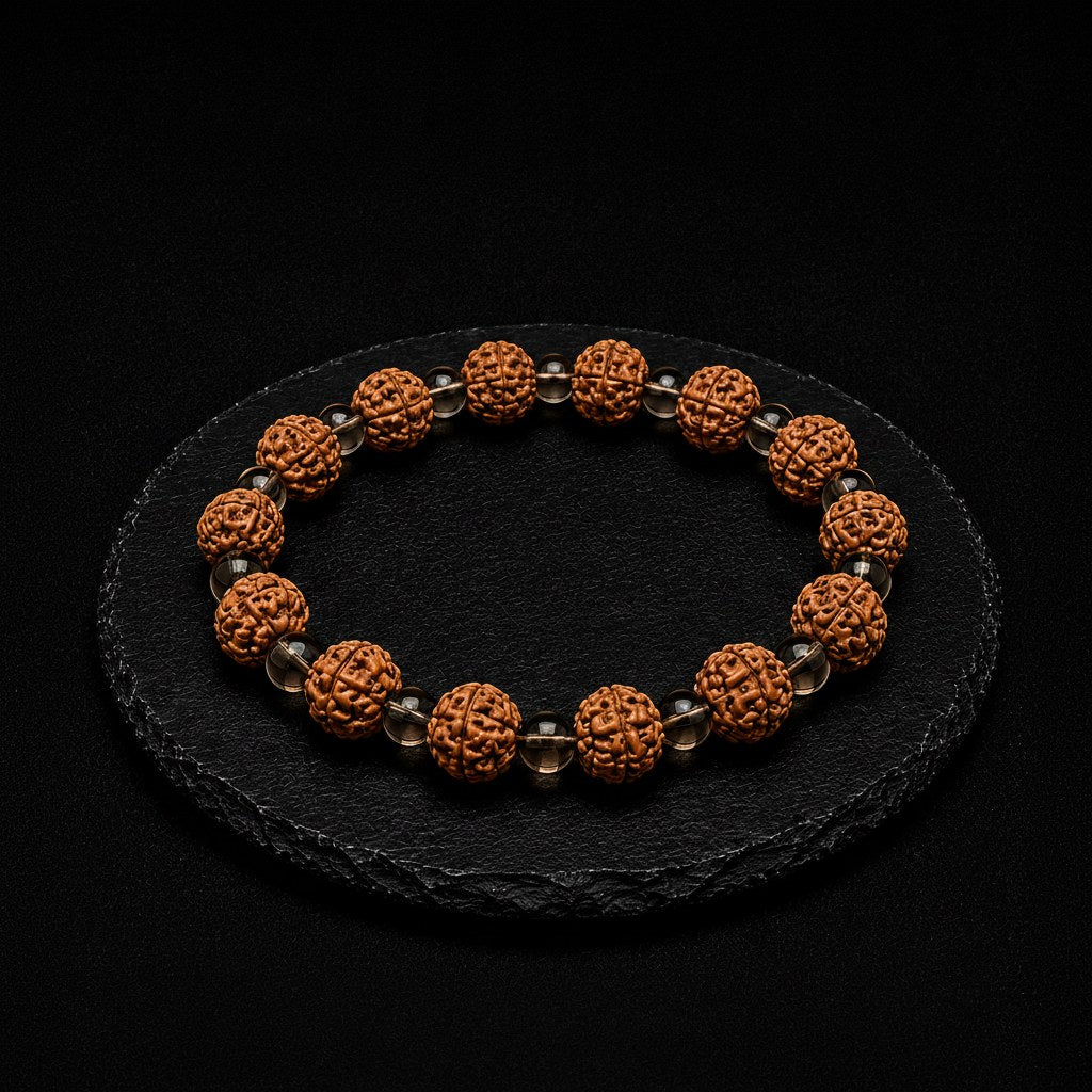 Rudraksha Dumanlı Kuvars Doğal Taş Bileklik 8 mm