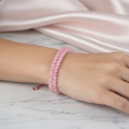 Pembe Kuvars (Gül Kuvars) 3-4 mm Çift Sıra Doğal Taş Bileklik – Unisex El İşçiliği