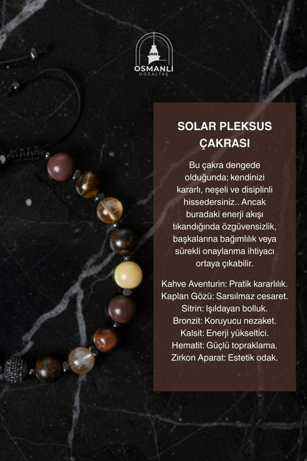 Solar Pleksus Çakra Doğal Taş Makrome Bileklik