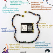 Erkek Öğrenci Kolye- Lapis, Sodalit, Kehribar, Labradorit, Kaplan Gözü, Krizokol, Akik, Obsidyen, Hematit