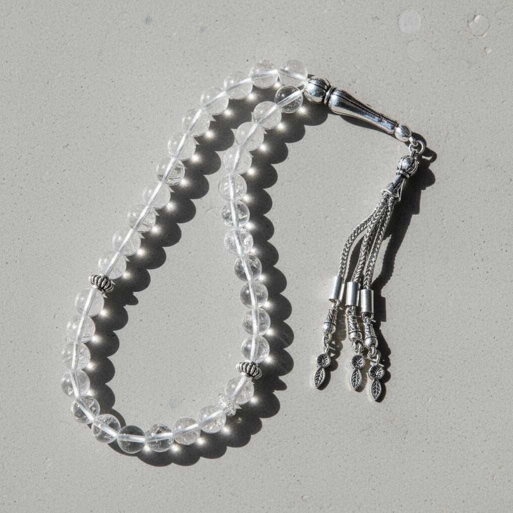 Kristal Kuvars Doğal Taş Tesbih – 33’lük / 8 mm