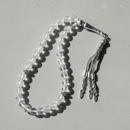 Kristal Kuvars Doğal Taş Tesbih – 33’lük / 8 mm