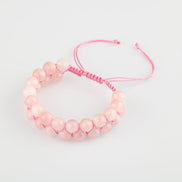 Pembe Kuvars (Gül Kuvars) 8 mm Çift Sıra Makrome Doğal Taş Bileklik