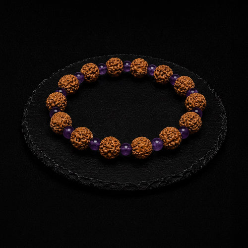 Rudraksha Ametist Doğal Taş Bileklik 8 mm