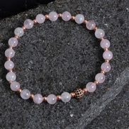 Pembe Kuvars ve Hematit Doğal Taş Bileklik – Unisex Şık Tasarım