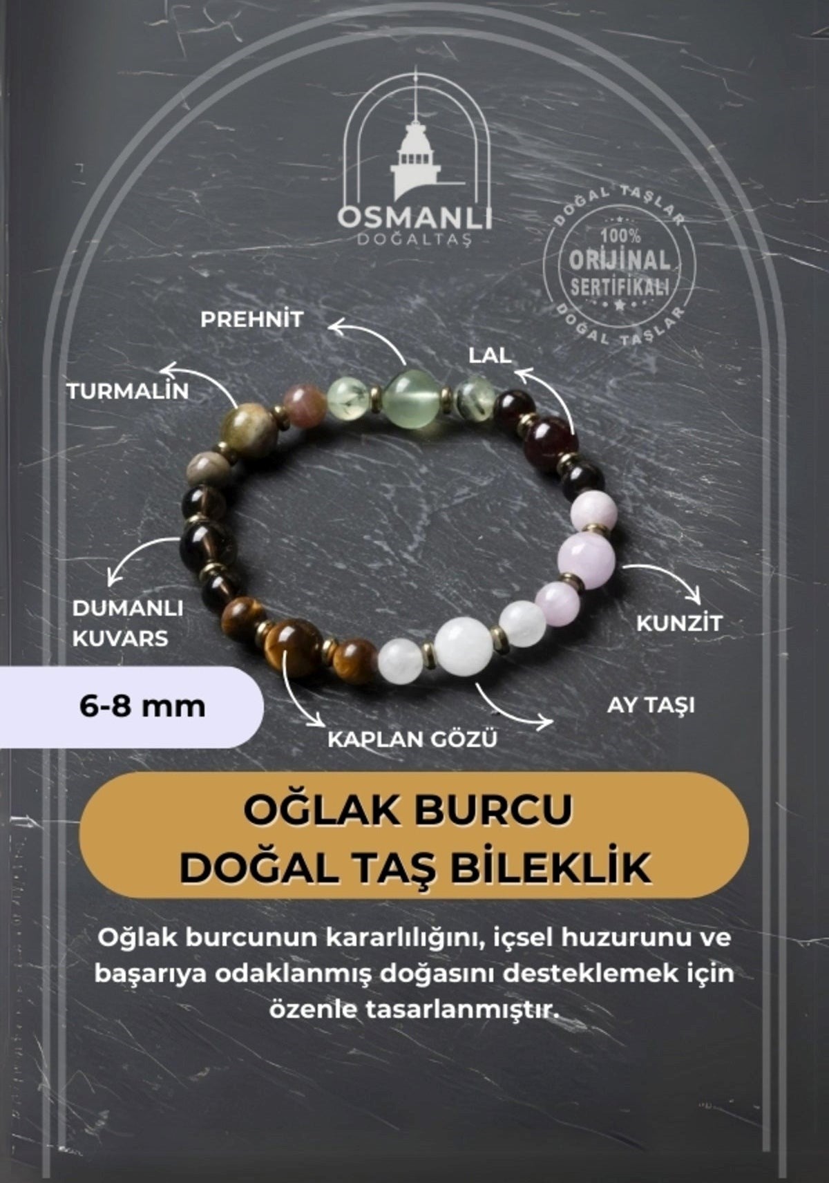 MuhammedMasumCo Oğlak Burcu Doğal Taş Bileklik