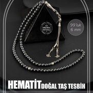 Hematit Doğal Taş Tesbih 99luk - 6mm