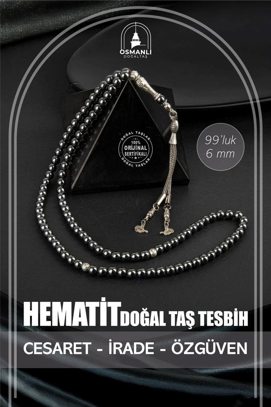 Hematit Doğal Taş Tesbih 99luk - 6mm
