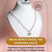 Balık Burcu Doğal Taş Makrome Kolye