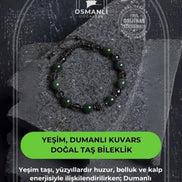Sertifikalı Yeşim, Dumanlı Kuvars Doğal Taş Bileklik