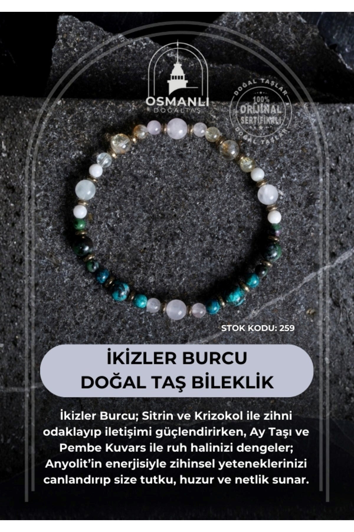 İkizler Burcu Doğal Taş Bileklik (SK:259)