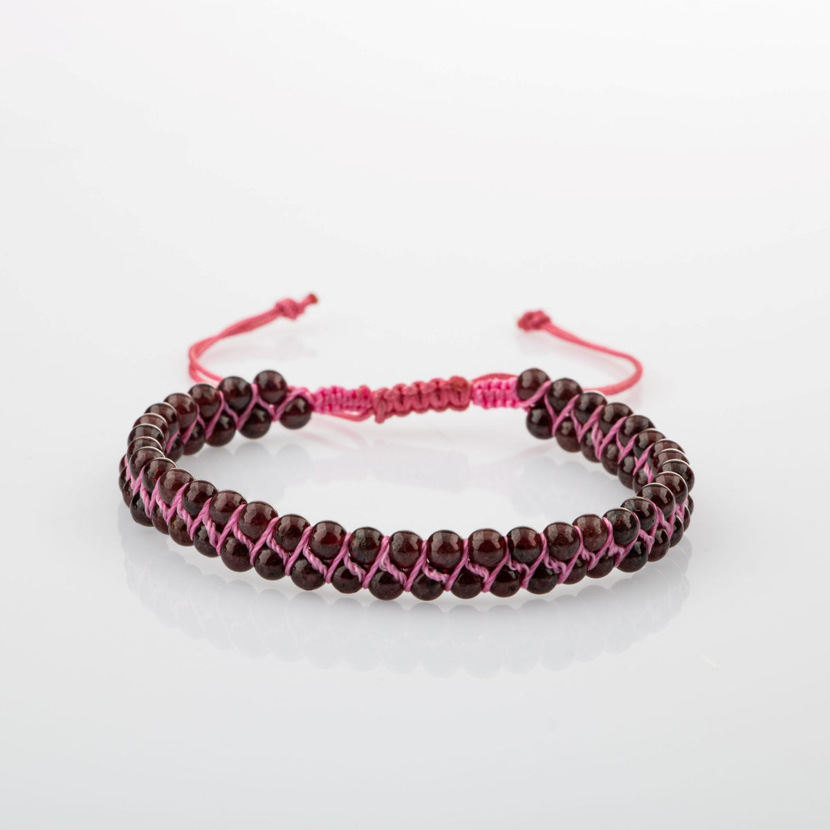 Bordo Granat Lal 4 mm Çift Sıra Doğal Taş Bileklik – Unisex El İşçiliği