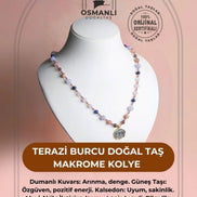 Terazi Burcu Doğal Taş Makrome Kolye