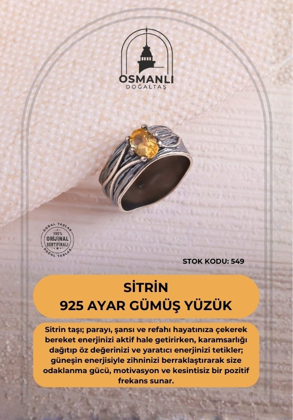 Sitrin 925 Ayar Gümüş Yüzük (SK:549)