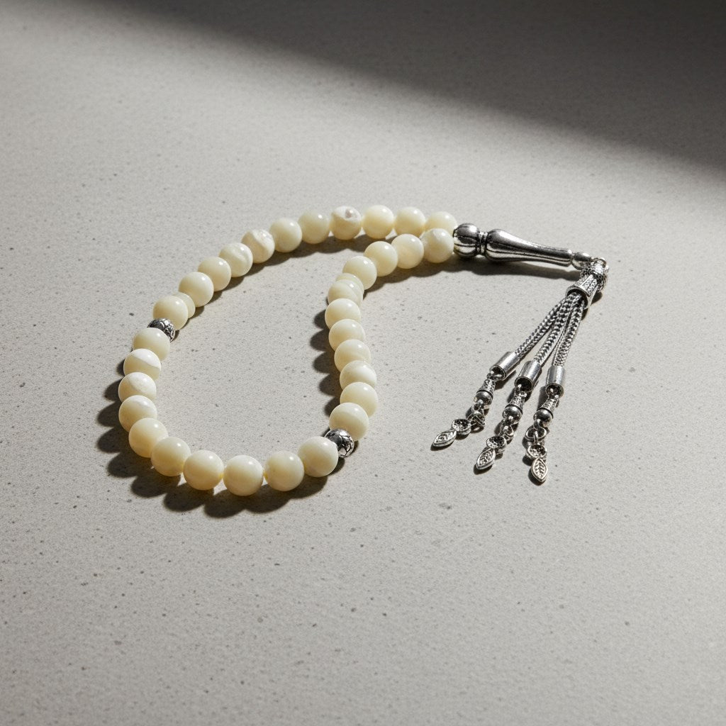 Sedef Doğal Taş Tesbih – 33’lük / 8 mm