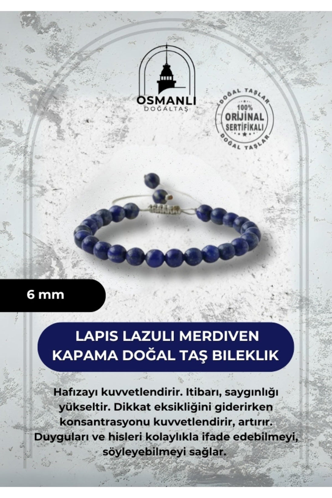Lapis Lazuli 6mm Merdiven Kapama Doğal Taş Bileklik