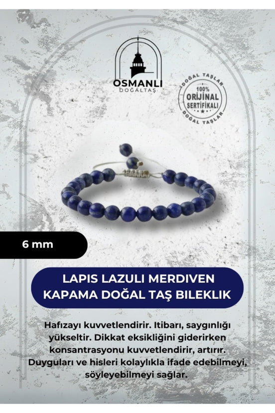 Lapis Lazuli 6mm Merdiven Kapama Doğal Taş Bileklik