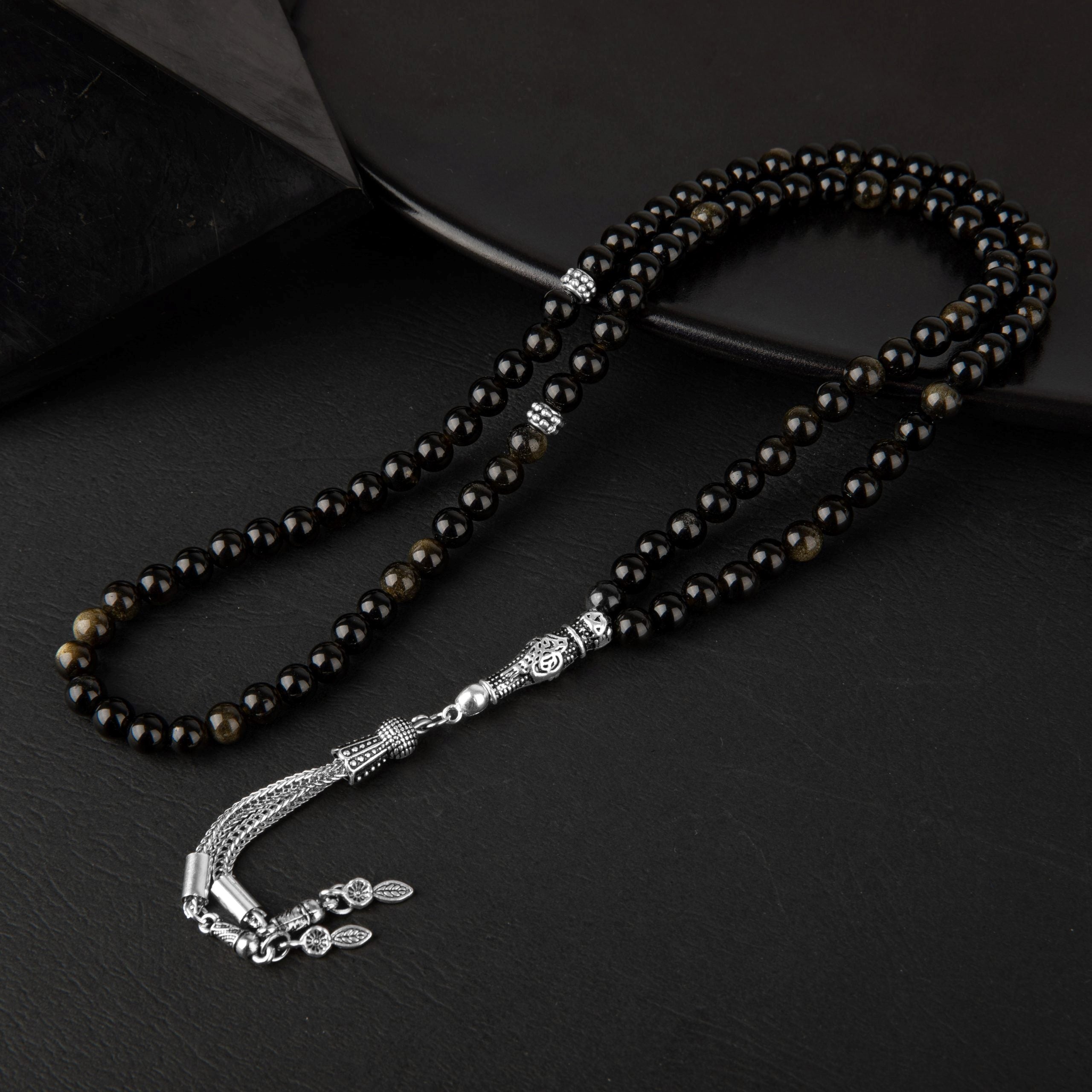 Golden Obsidyen Doğal Taş Tesbih 99’luk – 6mm El İşçiliği