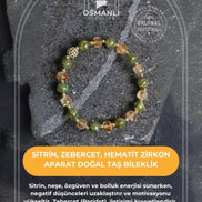 Sertifikalı Sitrin, Zebercet, Hematit Zirkon Aparat Doğal Taş Bileklik