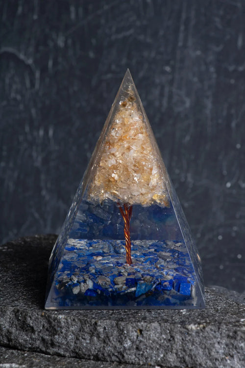 Sertifikalı Lapis Lazuli & Sitrin Ağaçlı Piramit