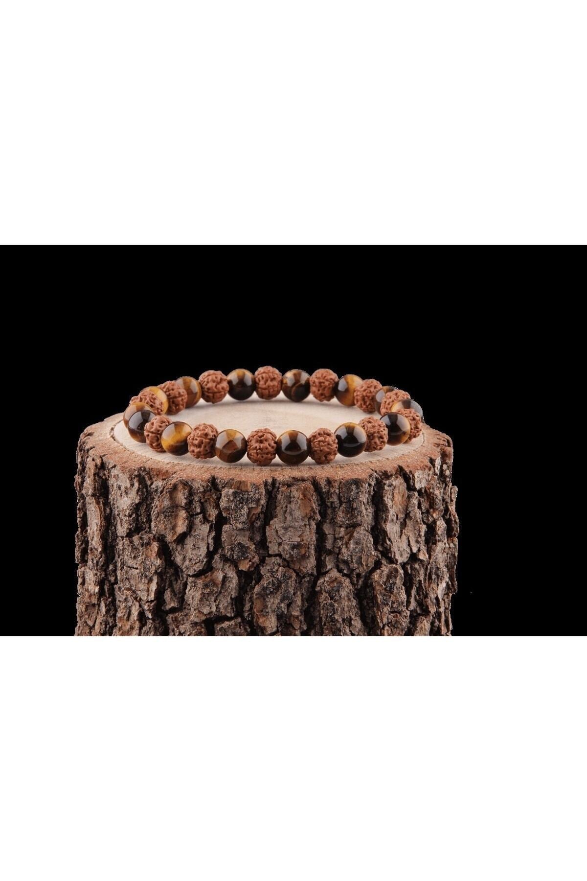 Sertifikalı Kaplan Gözu - Rudrashka Tohum Doğal Taş Bileklik 8mm B793