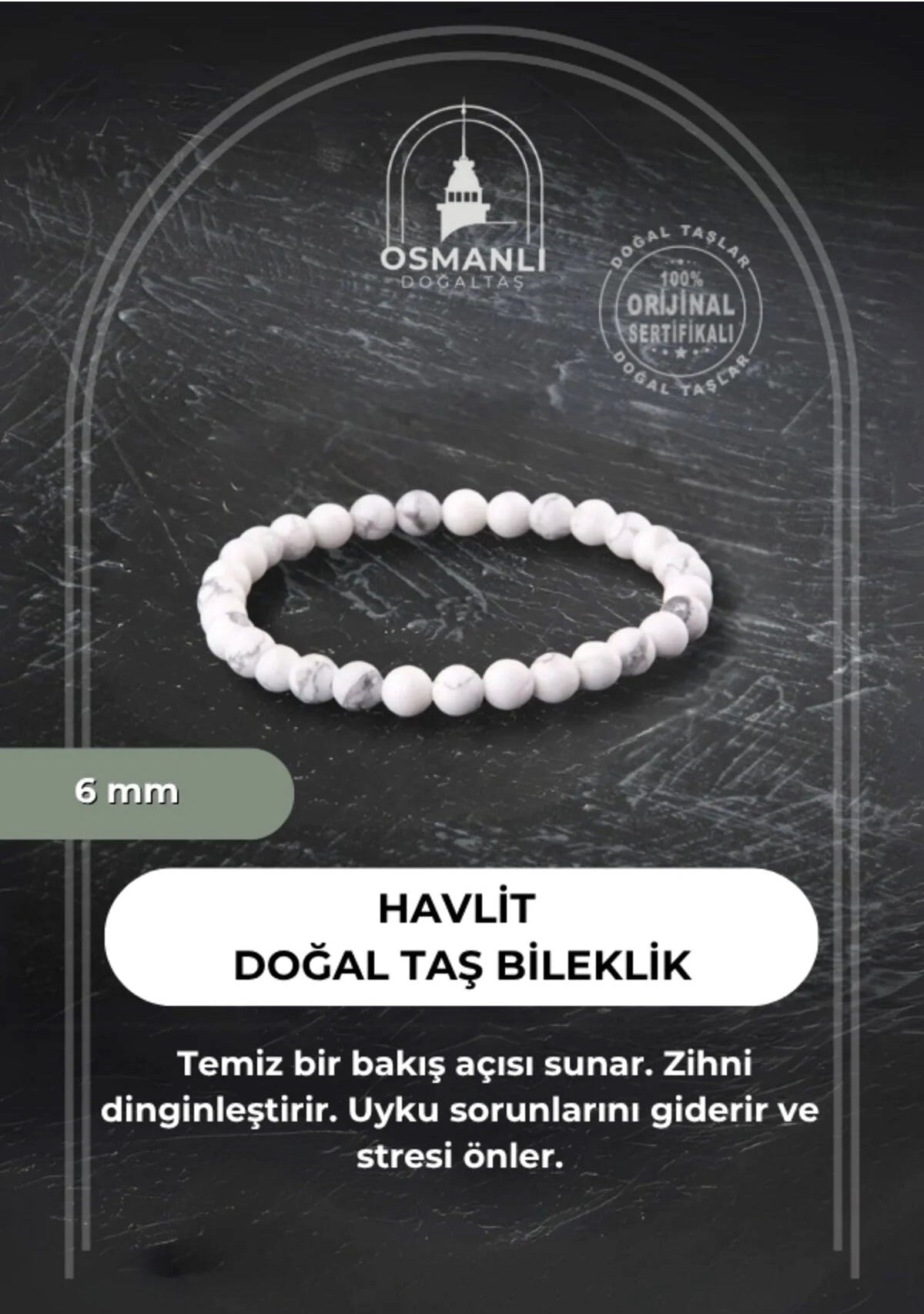 Havlit 6mm Doğal Taş Bileklik