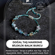 Doğal Taş Makrome Bileklik-Balık Burcu