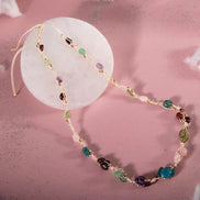 Başak Burcu Kolye Ametist, Bordo Granat Lal, Jasper, Mavi Apatit, Pembe Kuvars, Yeşil Aventurin, Zebercet (Peridot)