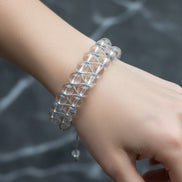 Kristal Kuvars 8 mm Çift Sıra Makrome Doğal Taş Bileklik