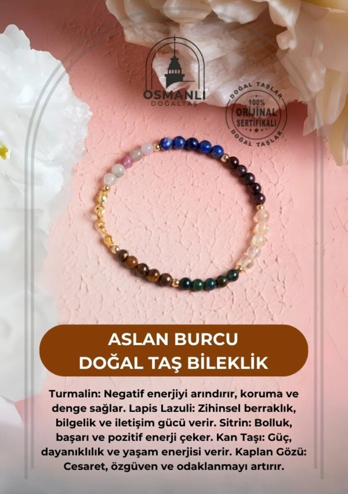 Aslan Burcu Doğal Taş Bileklik